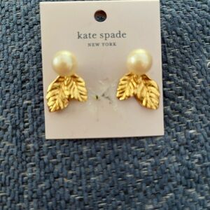 Kate Spade Gold Tone and Imitation Pearl Stud Earrings
